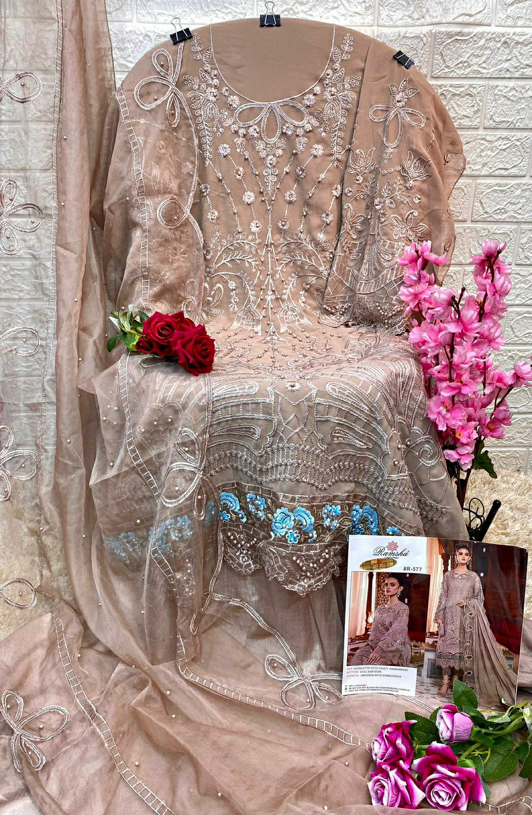 R-577 nx By Ramsha Georgette Pakistani Suits Catalog